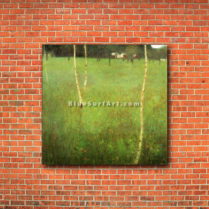 Farmhouses with Birch Trees - red bricks wall