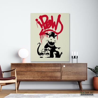 Banksy Gangsta Rat Banksy Art, Graffiti Original Handmade Art by Blue Surf Art