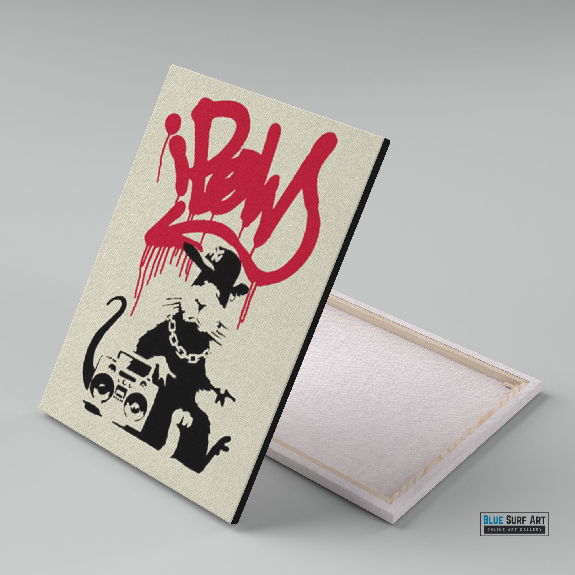 Banksy Gangsta Rat Banksy Art, Graffiti Original Handmade Art by Blue Surf Art