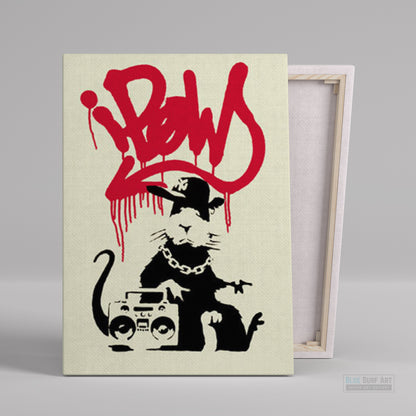 Banksy Gangsta Rat Banksy Art, Graffiti Original Handmade Art by Blue Surf Art
