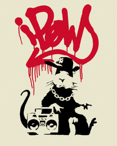 Banksy Gangsta Rat 2004, Oil on canvas reproduction by Blue Surf Art
