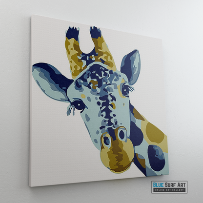 Baby Giraffe Canvas Art Painting, Animal Pop Art, Room Decor, Wall Art - sideway