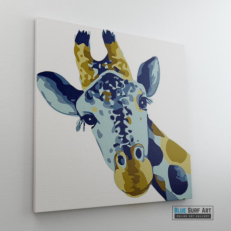 Baby Giraffe Canvas Art Painting, Animal Pop Art, Room Decor, Wall Art - sideway