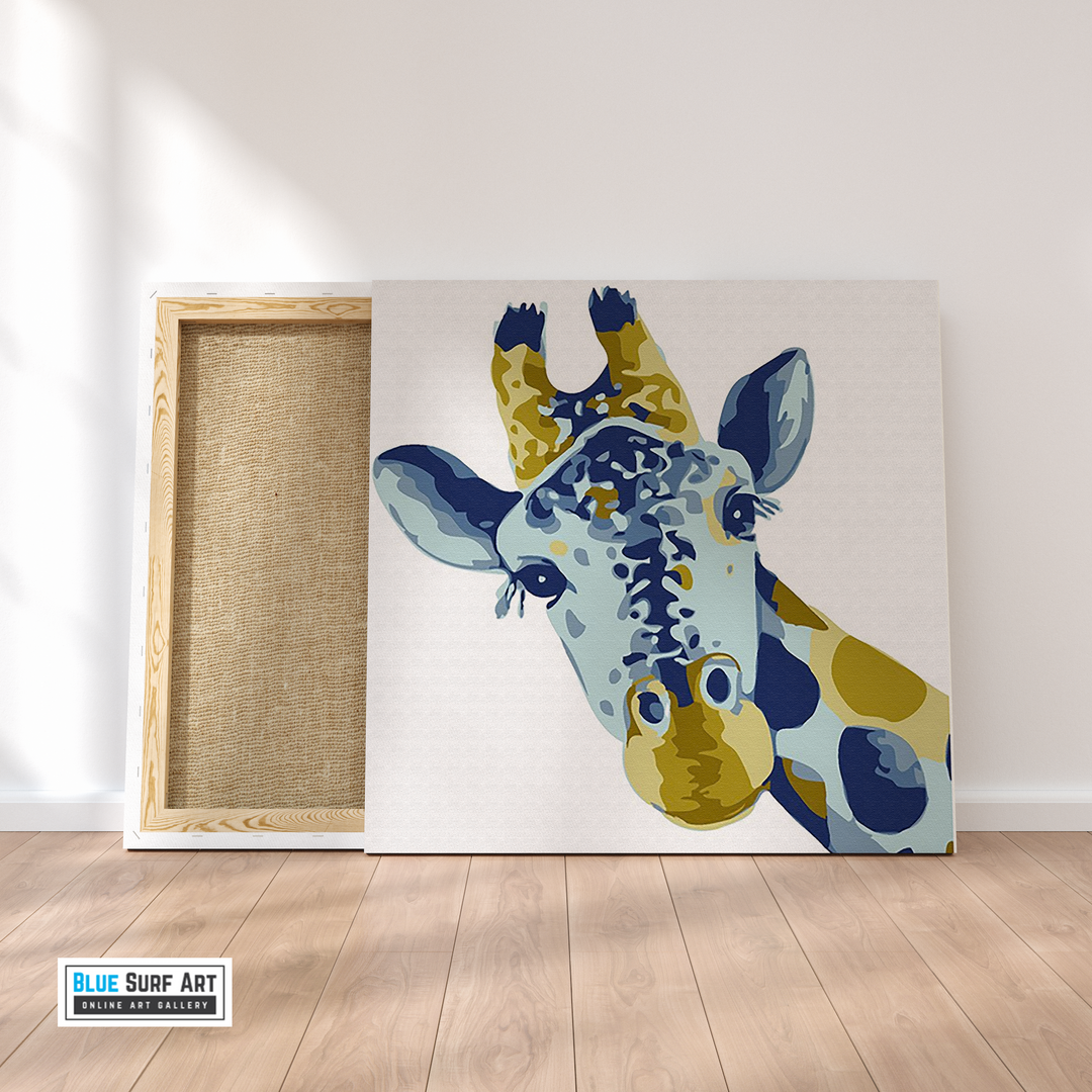 Baby Giraffe Canvas Art Painting, Animal Pop Art, Room Decor, Wall Art - on frame