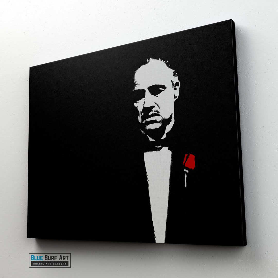 The Godfather With Red Rose Wall Art Original Oil Painting On Canvas the-godfather-with-red-rose-wall-art-original-oil-painting-on-canvas