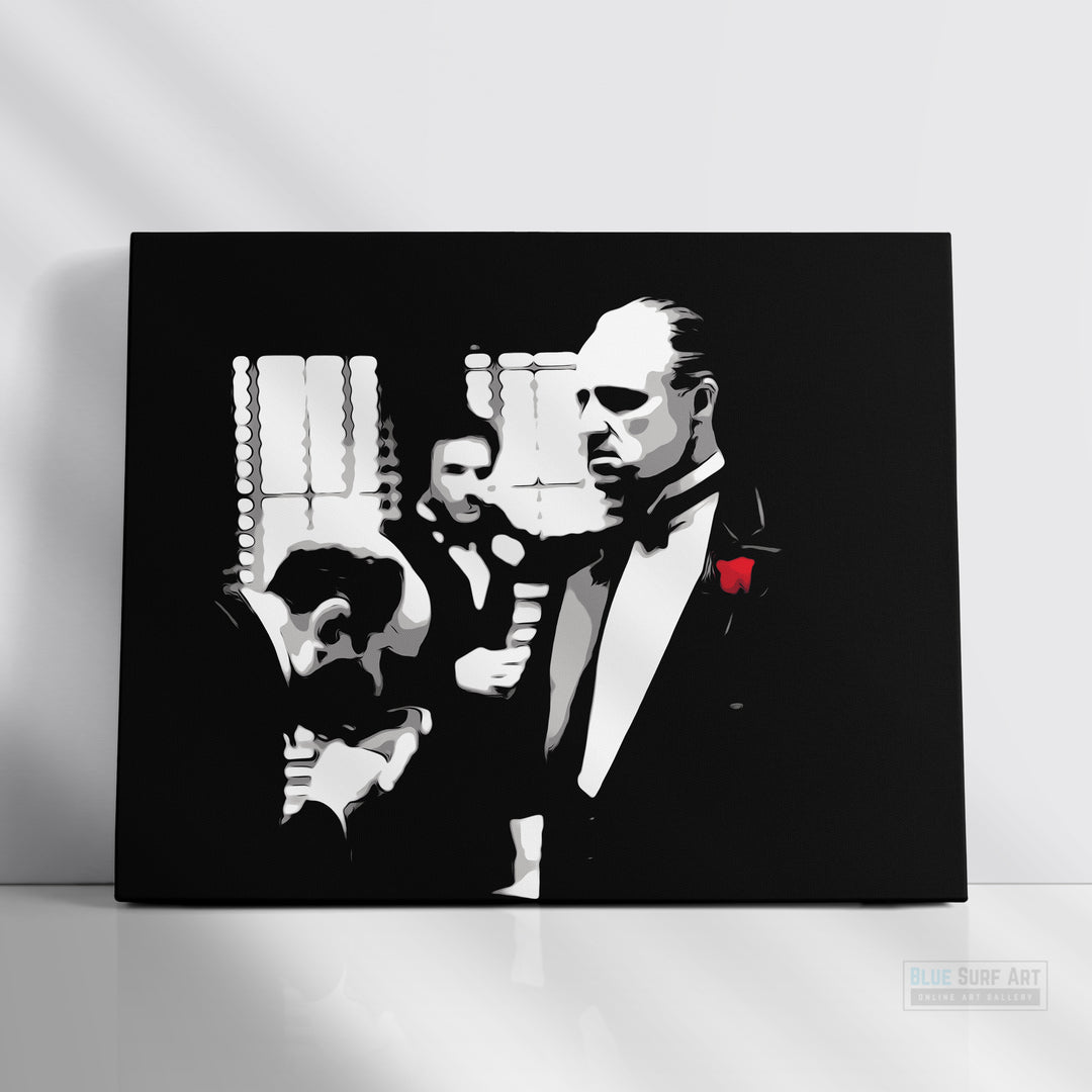 The Godfather Scene Wall Art Movies Original Oil on Canvas Pop Art Painting by Blue Surf Art - 1
