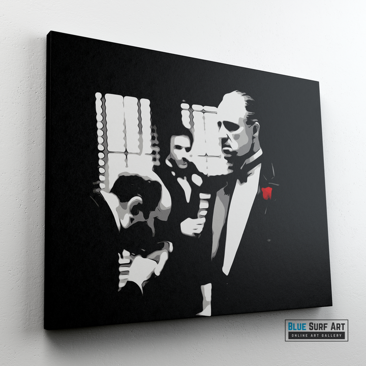 The Godfather Scene Wall Art Movies Original Oil on Canvas Pop Art Painting by Blue Surf Art - 4