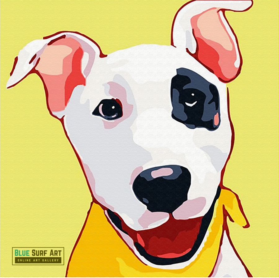 Happy Puppy Canvas Art Painting, Animal Pop Art, Room Decor, Wall Art - showcase