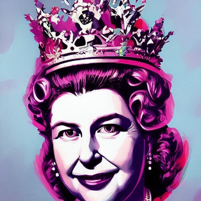 Queen Elizabeth II Wall Art Queen Gift Art Painting 100% Handmade Art