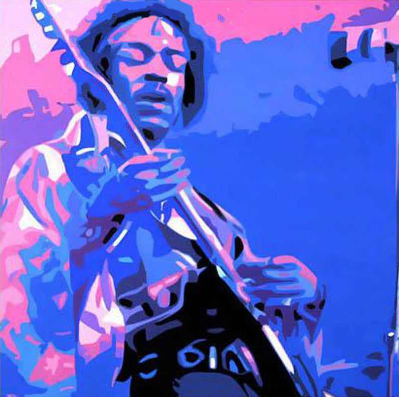 Jimi Hendrix Wall Art Rock Music Canvas Art Painting Handmade Art by Blue Surf Art