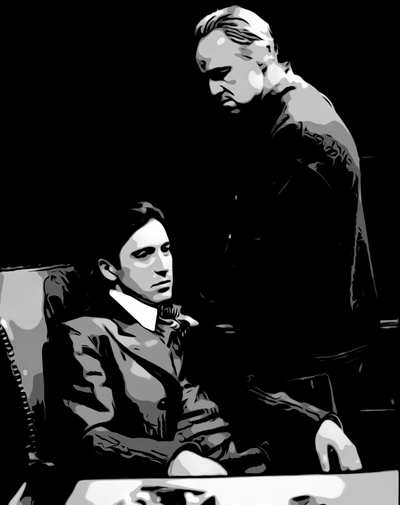 The Godfather Film Wall Art Movies Original Oil on Canvas Painting by Blue Surf Art