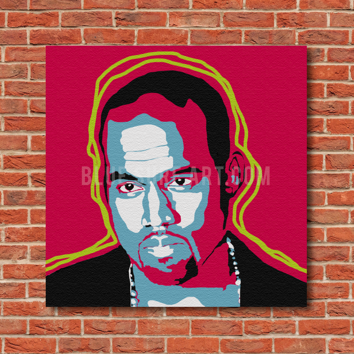Kanye West Canvas Art Painting, Rapper Wall Art Oil Painting - on the red bricks wall