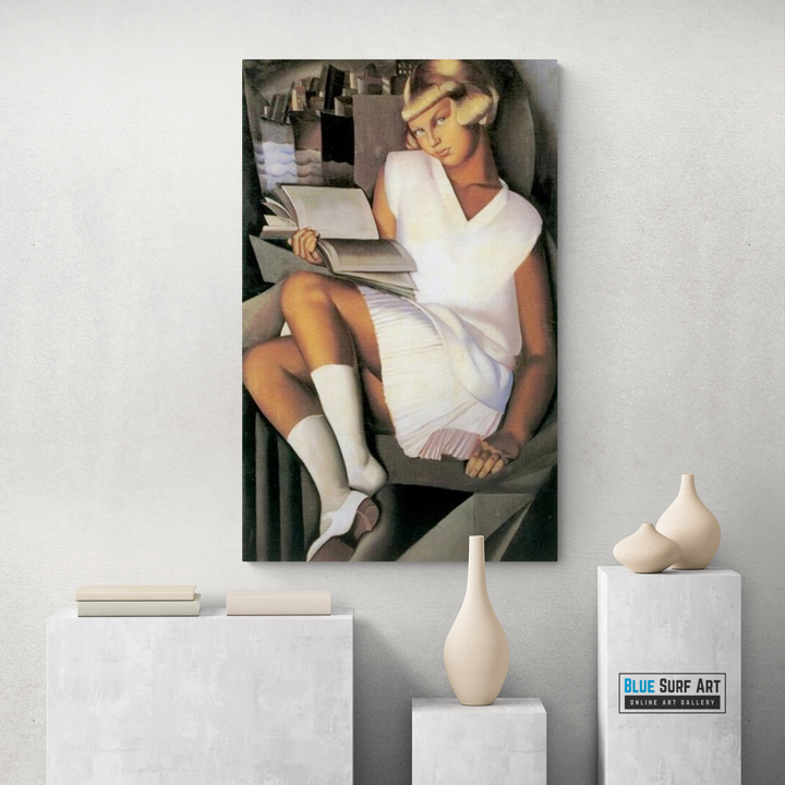 Kizette in Pink  by Tamara de Lempicka, reproduction painting, living room wall art