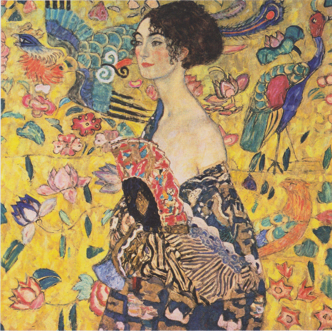 Lady with Fan by Gustav Klimt Oil Painting on Canvas. Wall Art Home Decor