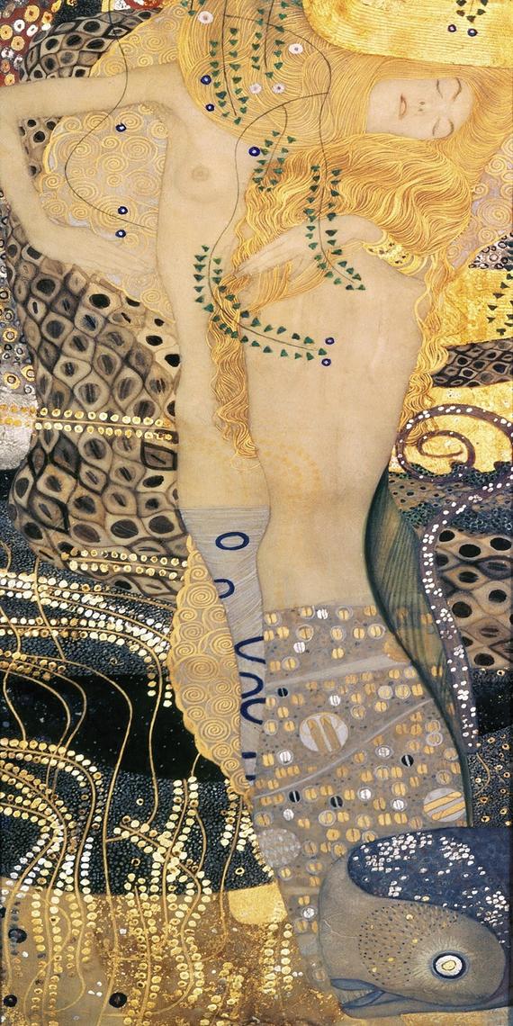 Water Serpents I by Gustav Klimt-100% Hand Painted Oil Painting on Canvas
