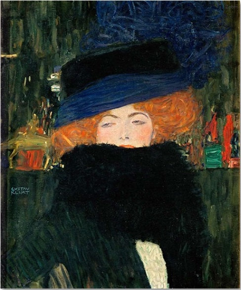 Lady with Hat and Feather Boa by Gustav Klimt Oil Painting on Canvas