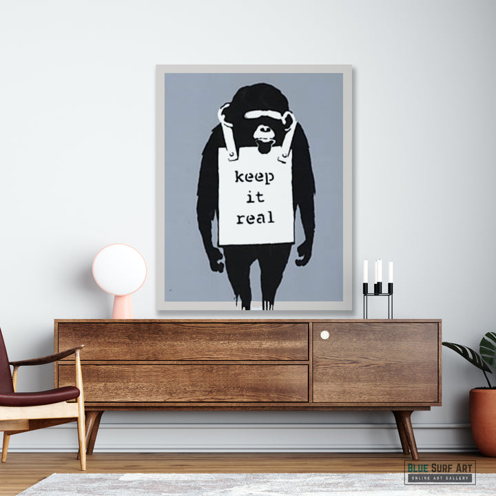 Banksy Monkey Keep it Real, banksy artwork, banksy canvas art painting