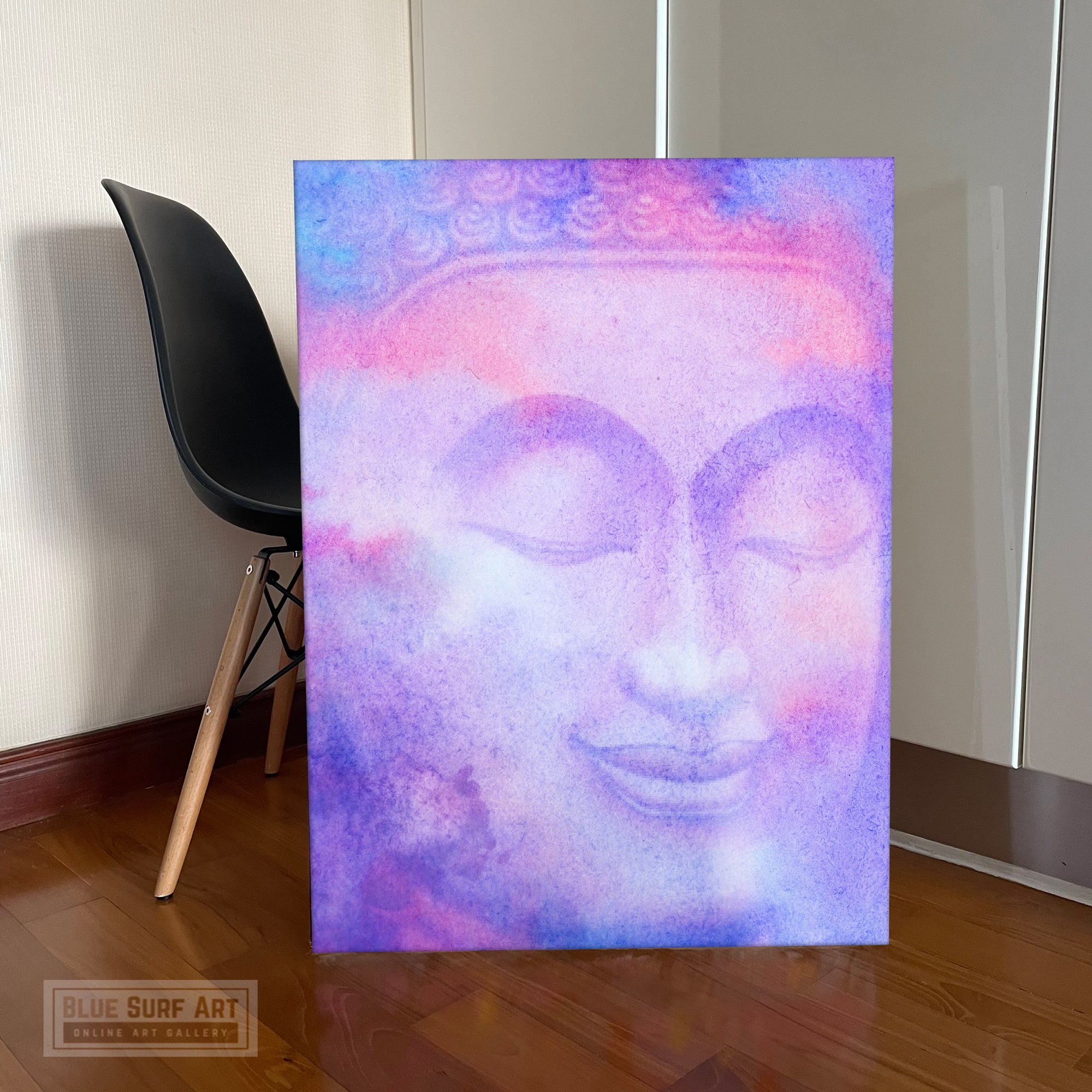 Buddha Smile Portrait in Subtle Purple Colour Tone - Studio showcase