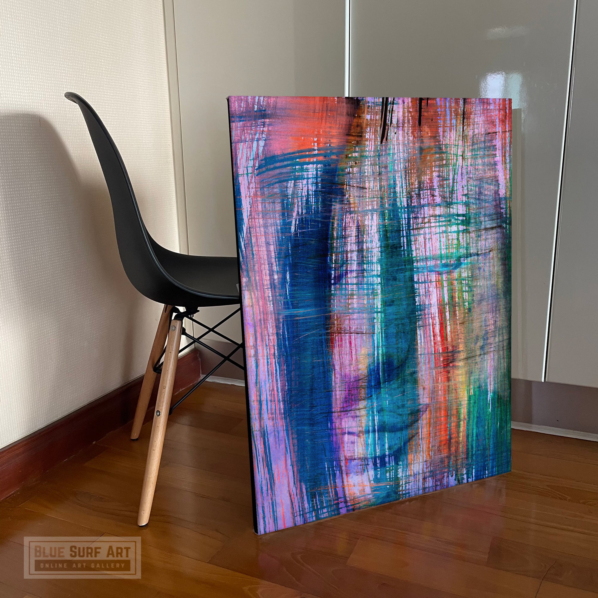 Buddha Portrait in Scratches Abstract Style
