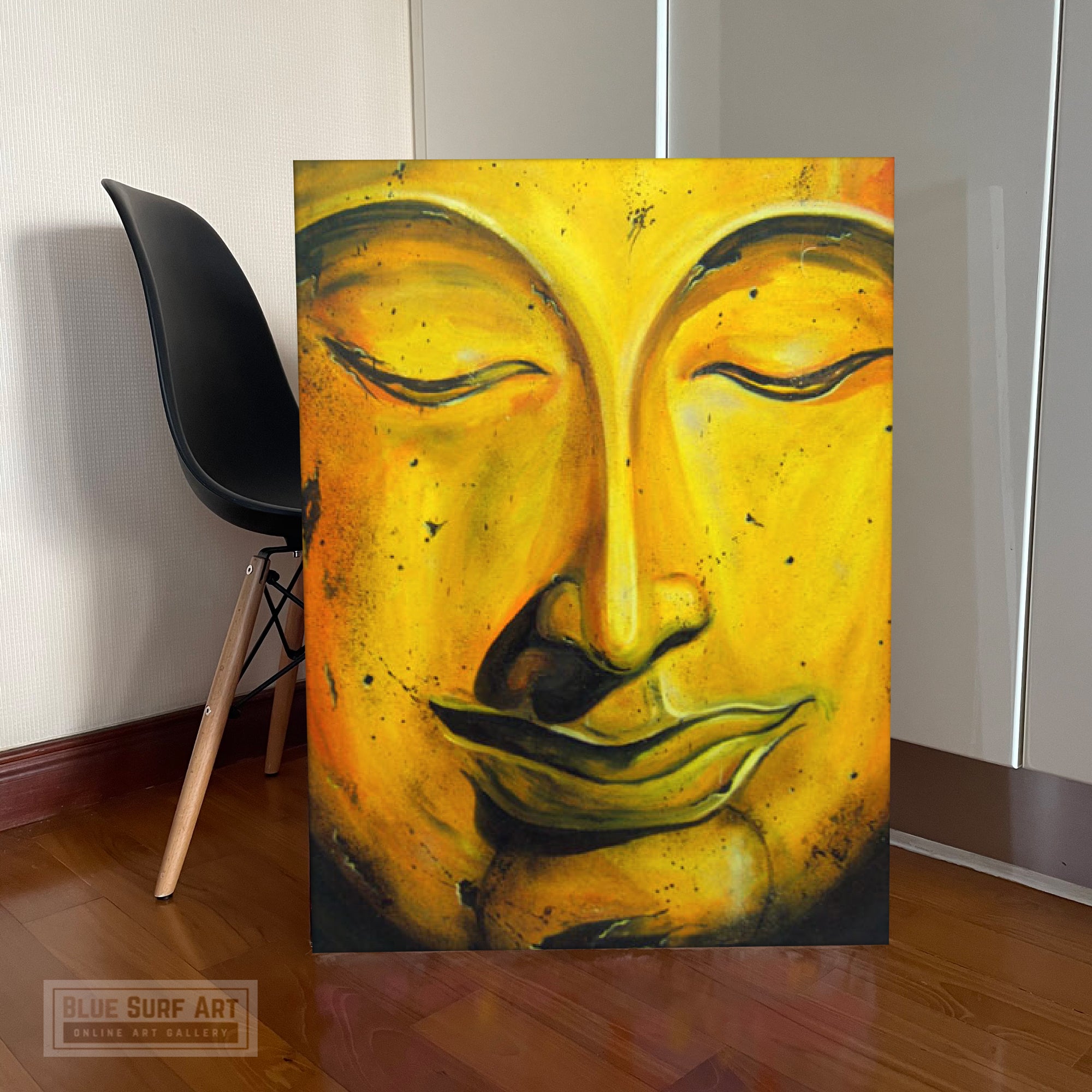 Gold Buddha Portrait Original Oil on Canvas