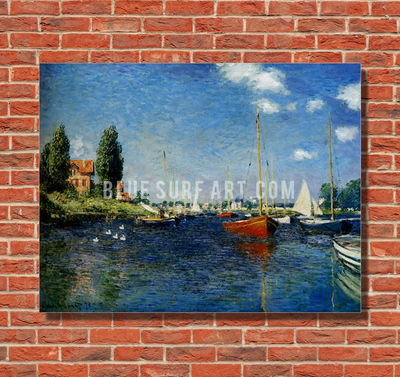 Argenteuil, 1875. Reproduction Oil Painting on Canvas I Blue Surf Art - red bricks