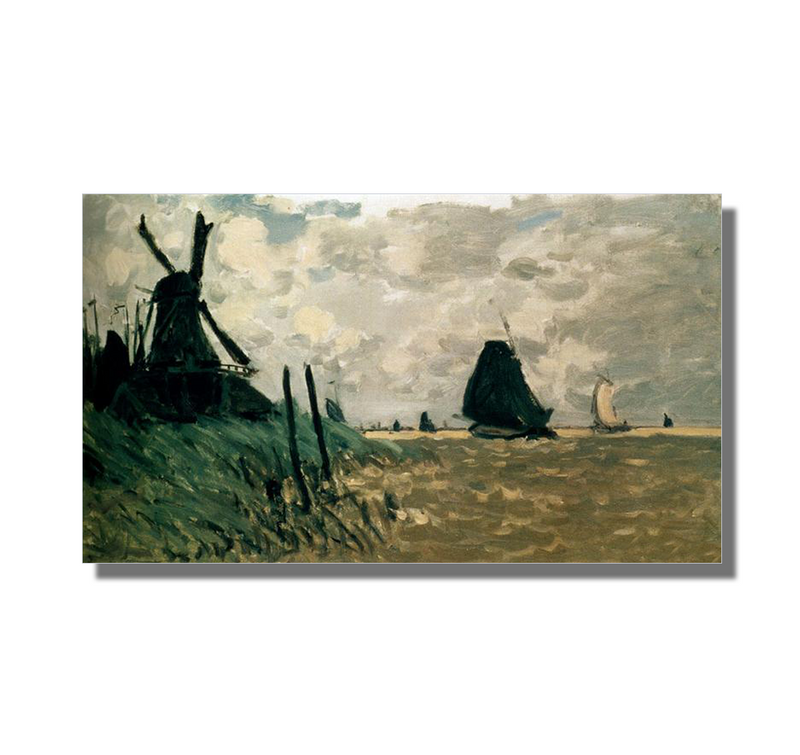 A Windmill near Zaandam, 1871. Reproduction Oil Painting on Canvas I Blue Surf Art - White Background