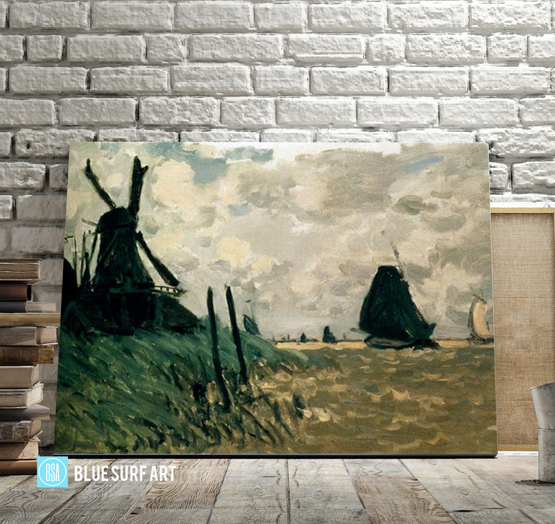 A Windmill near Zaandam, 1871. Reproduction Oil Painting on Canvas I Blue Surf Art - Showcase