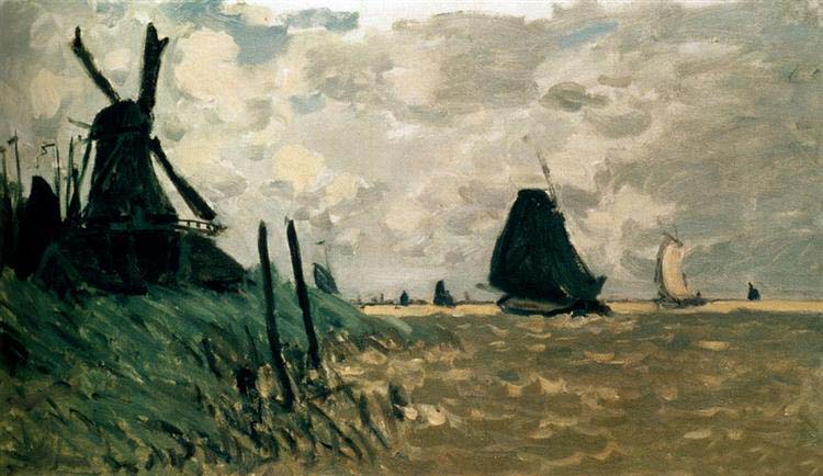 A Windmill near Zaandam, 1871. Reproduction Oil Painting on Canvas I Blue Surf Art