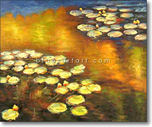 Water Lilies Reproduction  I  Blue Surf Art