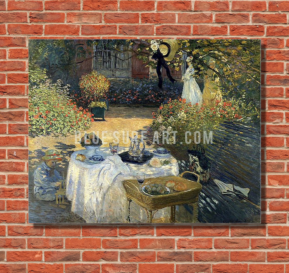 Monet Luncheon, 1973. Reproduction Oil Painting on Canvas I Blue Surf Art - red bricks