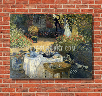 Monet Luncheon, 1973. Reproduction Oil Painting on Canvas I Blue Surf Art - red bricks