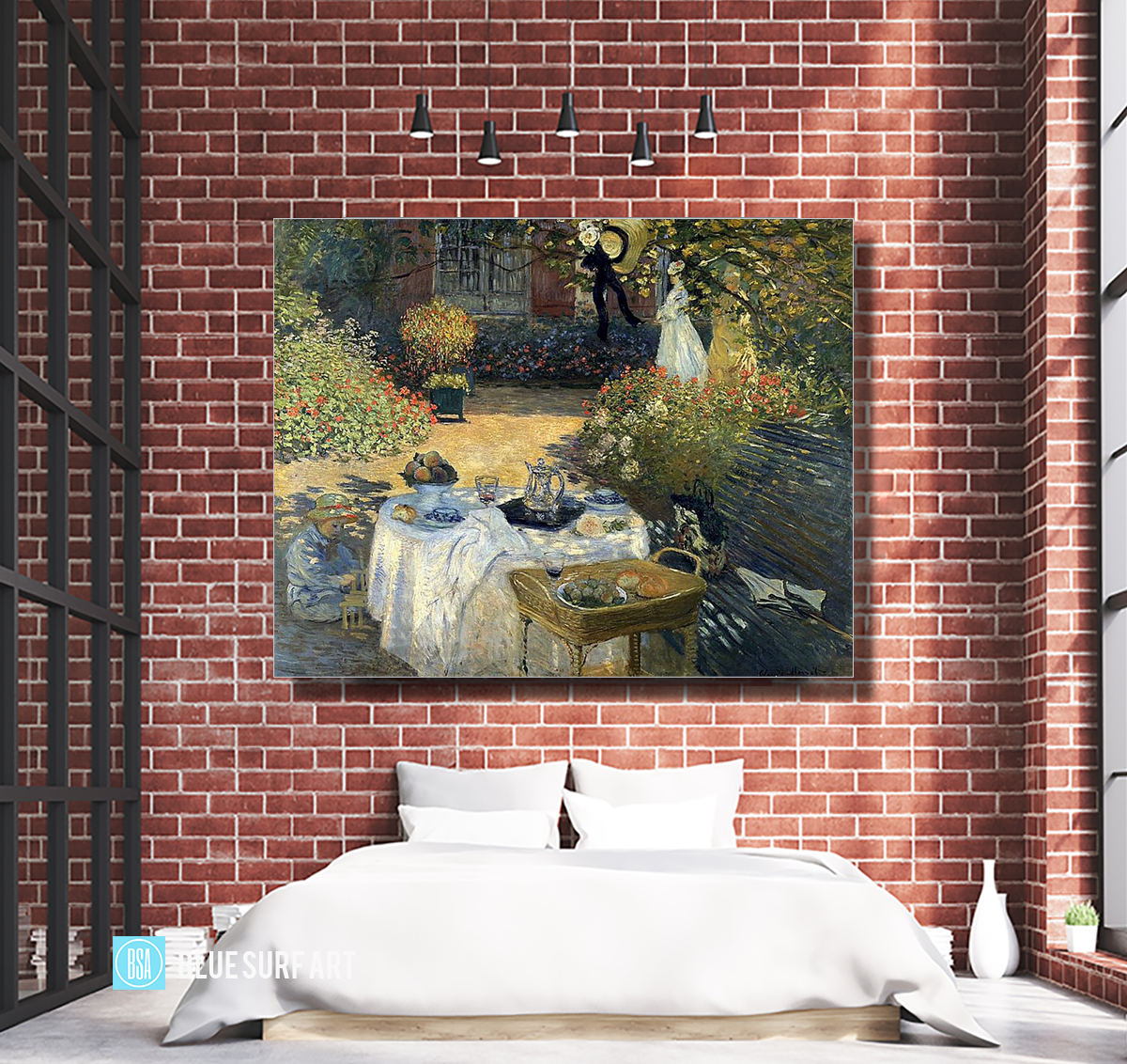 Monet Luncheon, 1973. Reproduction Oil Painting on Canvas I Blue Surf Art - bedroom