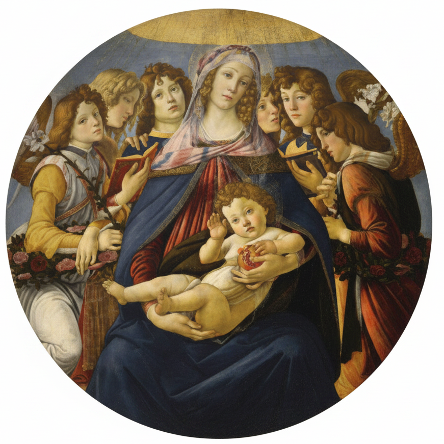 Madonna of the Pomegranate by Sandro Botticelli I Blue Surf Art