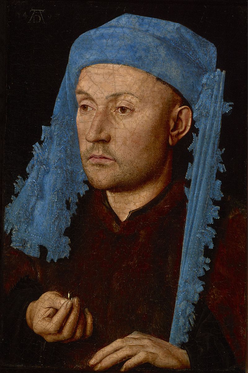 Portrait of a Man with a Blue Chaperon by Jan Van Eyck Reproduction Painting by Blue Surf Art by Jan Van Eyck Reproduction Painting by Blue Surf Art