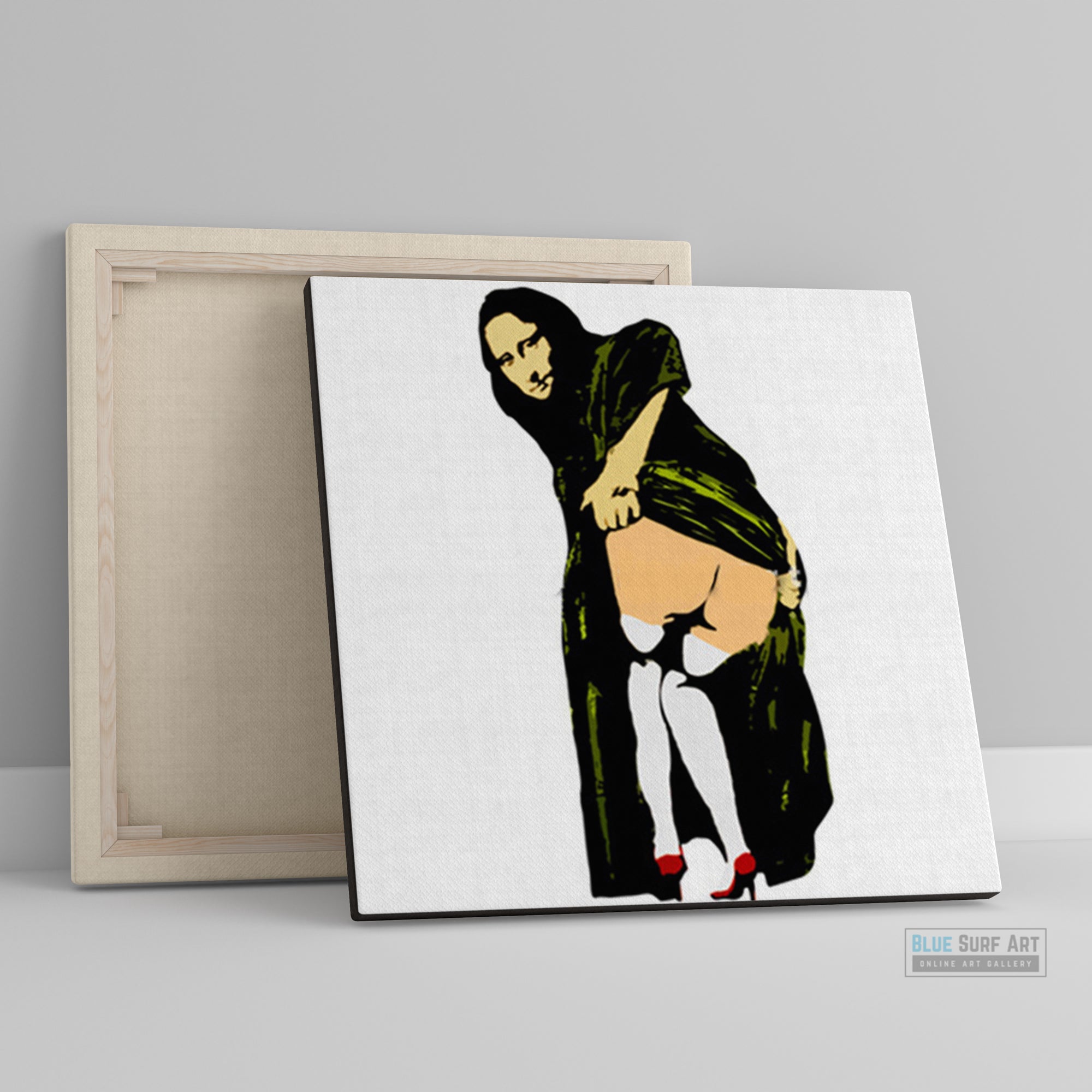 Banksy Mona Lisa Mooning, Banksy Canvas Art, Banksy Wall Art Painting, Handmade Painting