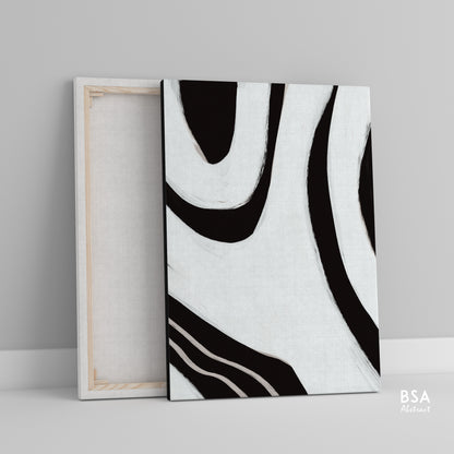 Black & White Minimalist Modern Wall Art, Abstract Canvas Art Painting - Fora #12. Large Abstract Painting, Modern Abstract Painting, oil hand painting, office wall art, original abstract, textured art, Living room wall art, Modern interior wall art