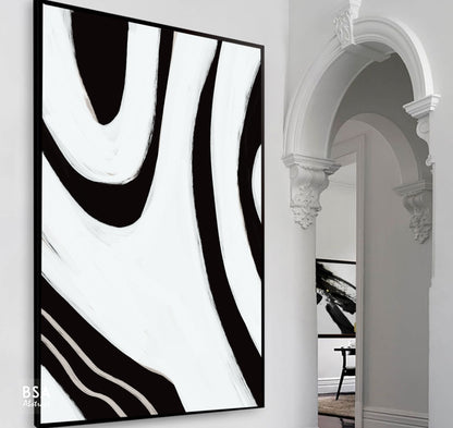 Black & White Minimalist Modern Wall Art, Abstract Canvas Art Painting - Fora #12. Large Abstract Painting, Modern Abstract Painting, oil hand painting, office wall art, original abstract, textured art, Living room wall art, Modern interior wall art