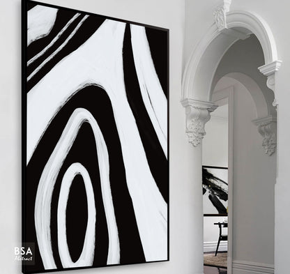 Black & White Minimalist Modern Wall Art, Abstract Canvas Art Painting - Fora #13. Large Abstract Painting, Modern Abstract Painting, oil hand painting, office wall art, original abstract, textured art, Living room wall art, Modern interior wall art
