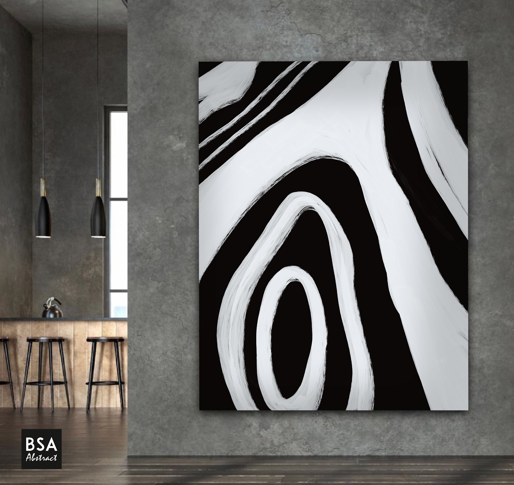 Black & White Minimalist Modern Wall Art, Abstract Canvas Art Painting - Fora #13. Large Abstract Painting, Modern Abstract Painting, oil hand painting, office wall art, original abstract, textured art, Living room wall art, Modern interior wall art