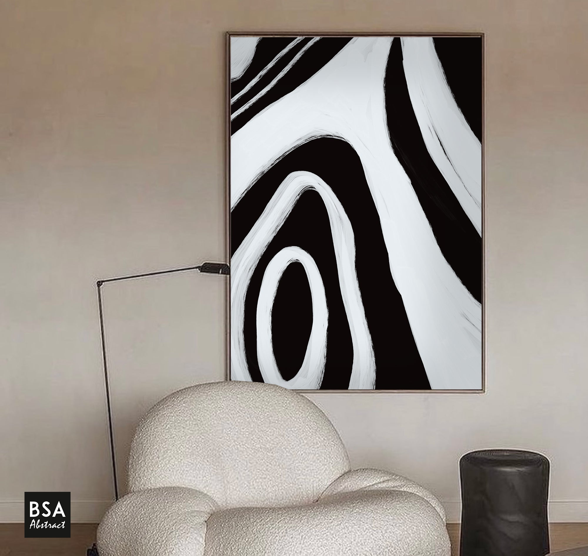 Black & White Minimalist Modern Wall Art, Abstract Canvas Art Painting - Fora #13. Large Abstract Painting, Modern Abstract Painting, oil hand painting, office wall art, original abstract, textured art, Living room wall art, Modern interior wall art