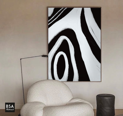 Black & White Minimalist Modern Wall Art, Abstract Canvas Art Painting - Fora #13. Large Abstract Painting, Modern Abstract Painting, oil hand painting, office wall art, original abstract, textured art, Living room wall art, Modern interior wall art