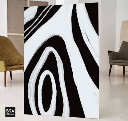 Black & White Minimalist Modern Wall Art, Abstract Canvas Art Painting - Fora #13. Large Abstract Painting, Modern Abstract Painting, oil hand painting, office wall art, original abstract, textured art, Living room wall art, Modern interior wall art