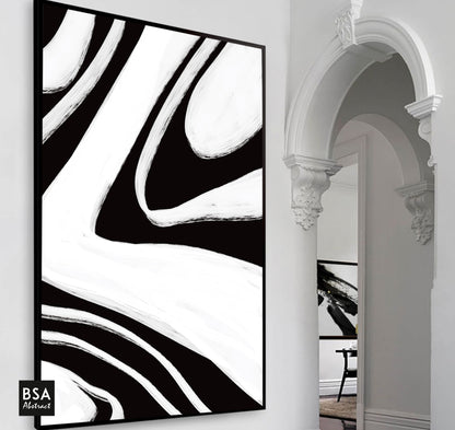 Black & White Minimalist Modern Wall Art, Abstract Canvas Art Painting - Fora #14. Large Abstract Painting, Modern Abstract Painting, oil hand painting, office wall art, original abstract, textured art, Living room wall art, Modern interior wall art