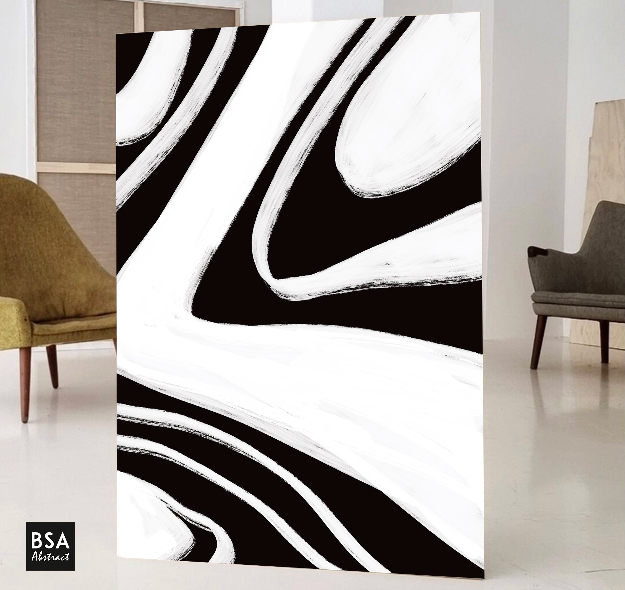 Black & White Minimalist Modern Wall Art, Abstract Canvas Art Painting - Fora #14. Large Abstract Painting, Modern Abstract Painting, oil hand painting, office wall art, original abstract, textured art, Living room wall art, Modern interior wall art