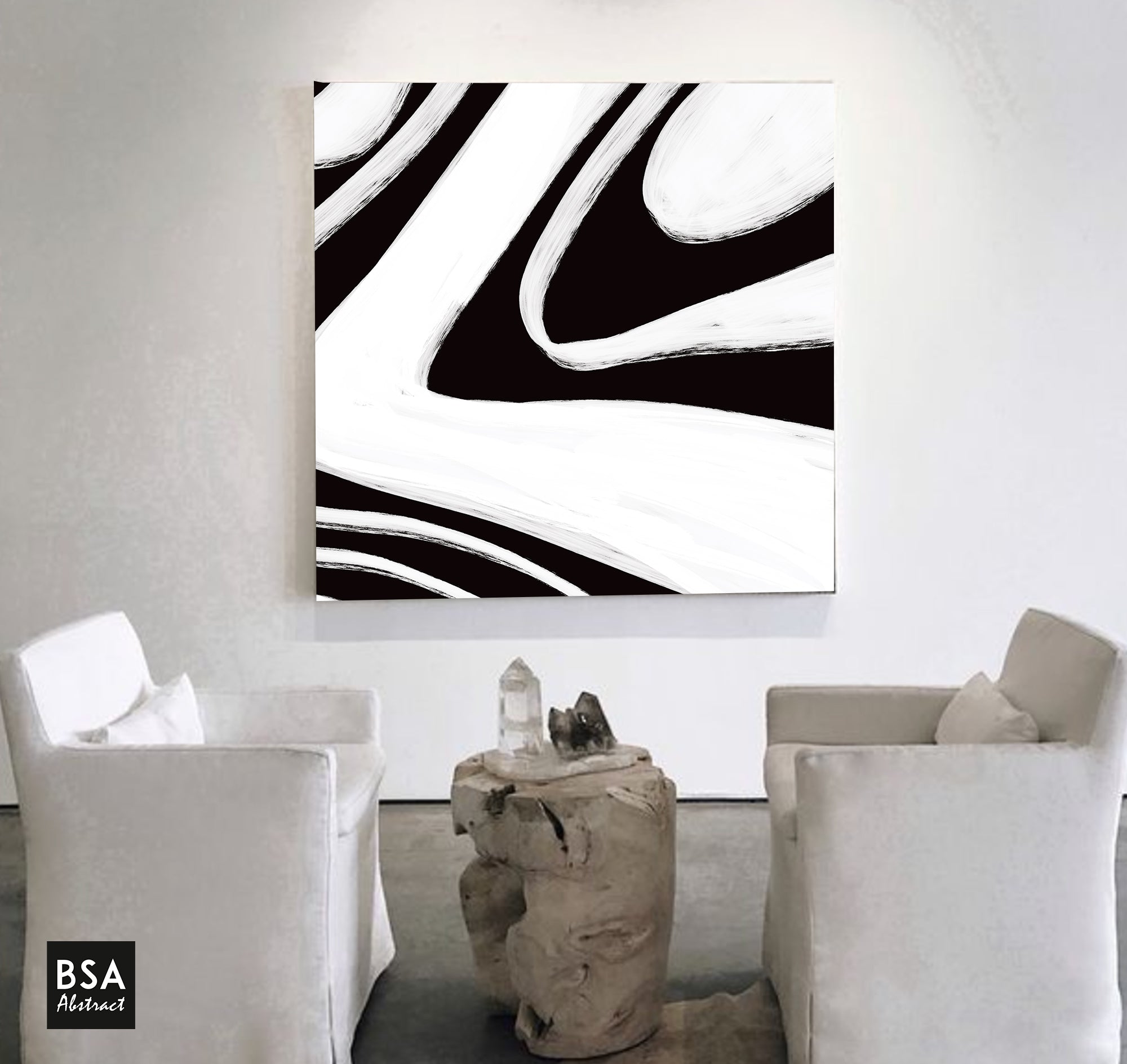 Black & White Minimalist Modern Wall Art, Abstract Canvas Art Painting - Fora #14. Large Abstract Painting, Modern Abstract Painting, oil hand painting, office wall art, original abstract, textured art, Living room wall art, Modern interior wall art
