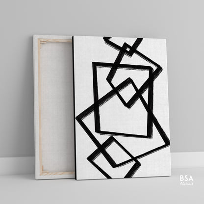 Black & White Geometric Modern Wall Art, Abstract Canvas Art Painting - Fora #15.  Large Abstract Painting, Modern Abstract Painting, oil hand painting, office wall art, original abstract, textured art, Living room wall art, Modern interior wall art