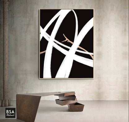 Black & White Modern Wall Art, Abstract Canvas Art Painting - Fora #16. Large Abstract Painting, Modern Abstract Painting, oil hand painting, office wall art, original abstract, textured art, Living room wall art, Modern interior wall art