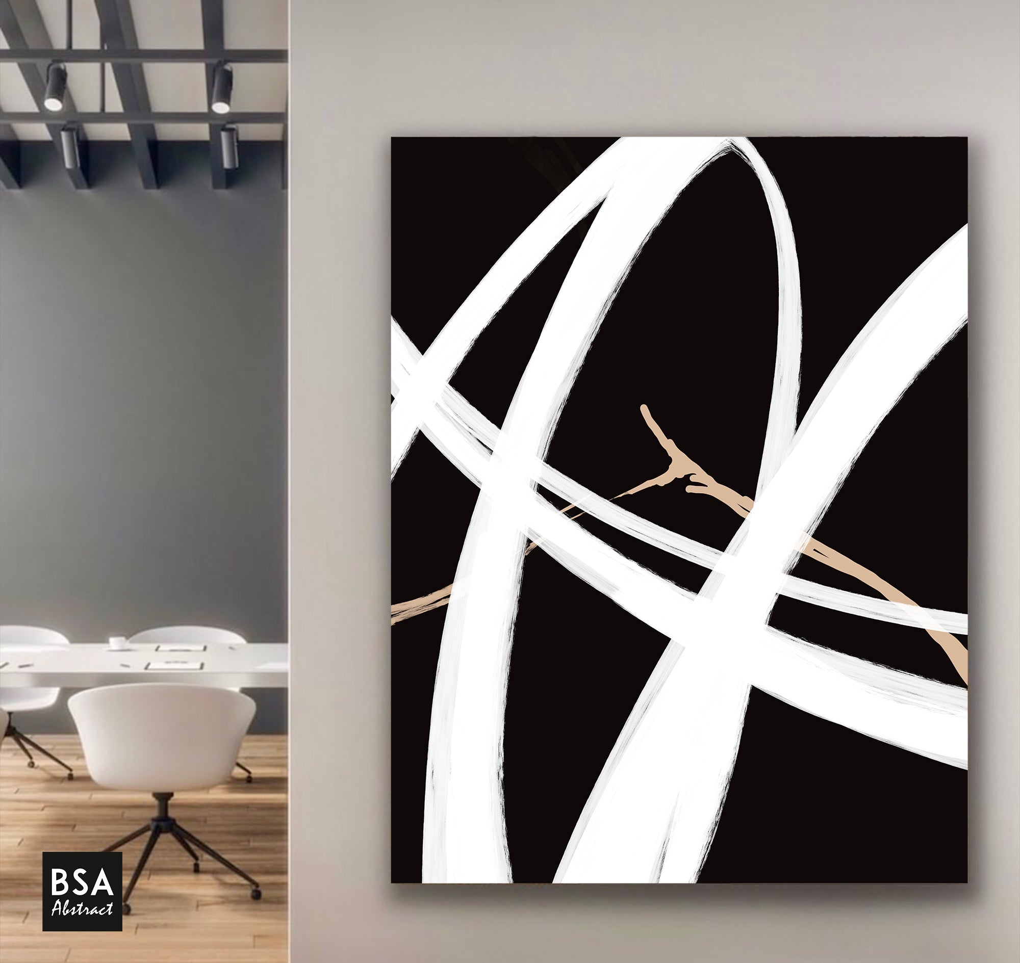 Black & White Modern Wall Art, Abstract Canvas Art Painting - Fora #16. Large Abstract Painting, Modern Abstract Painting, oil hand painting, office wall art, original abstract, textured art, Living room wall art, Modern interior wall art