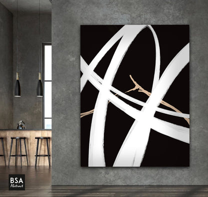 Black & White Modern Wall Art, Abstract Canvas Art Painting - Fora #16. Large Abstract Painting, Modern Abstract Painting, oil hand painting, office wall art, original abstract, textured art, Living room wall art, Modern interior wall art