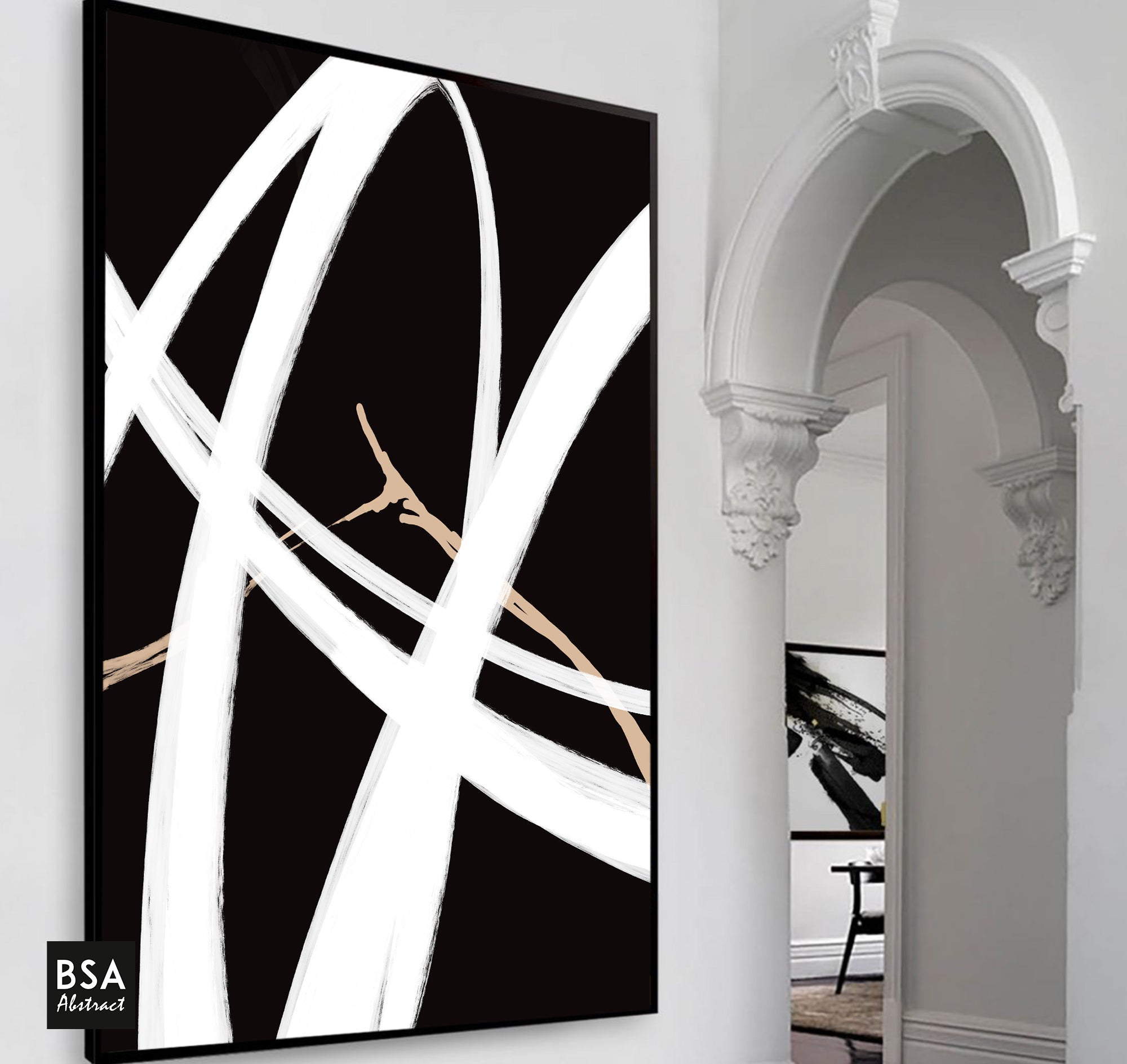 Black & White Modern Wall Art, Abstract Canvas Art Painting - Fora #16. Large Abstract Painting, Modern Abstract Painting, oil hand painting, office wall art, original abstract, textured art, Living room wall art, Modern interior wall art